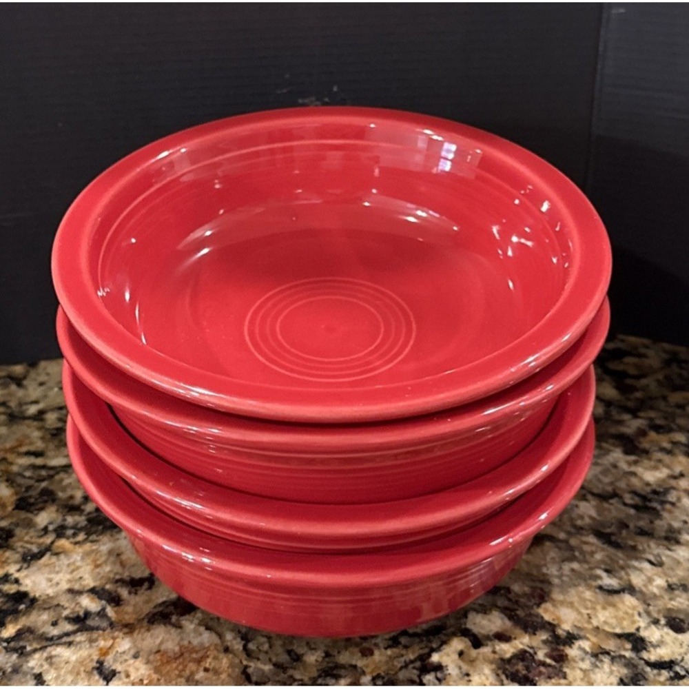 FiestaWare Fiesta Scarlet Red Cereal Soup Bowls Bowl 7 Inch Set of 4 USA HLC
